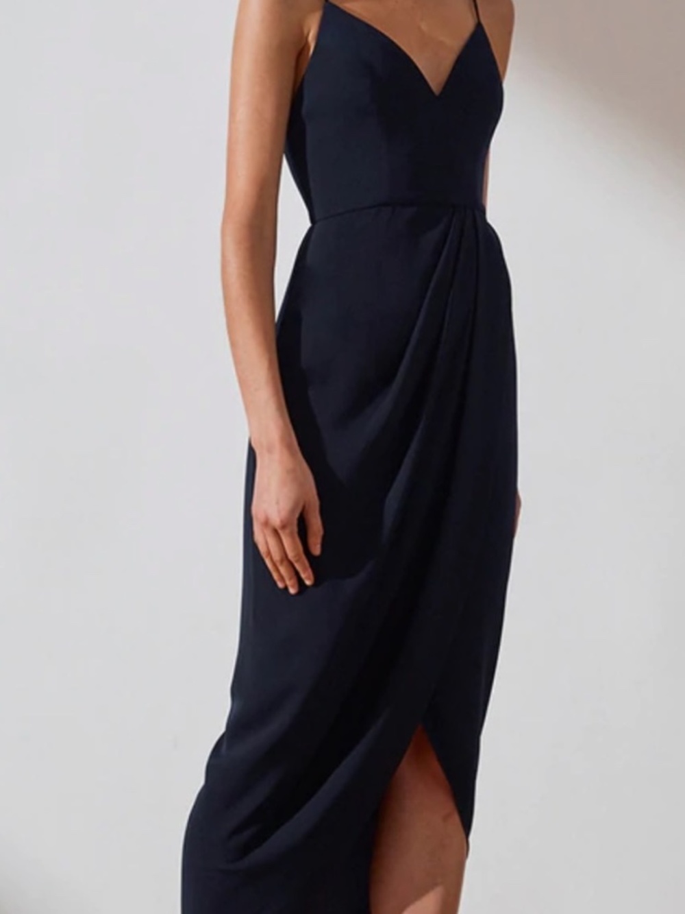 Shona Joy Luxe Tie Front Cocktail Dress Navy Blue Size 8